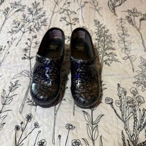 Dansko Black Floral Mules